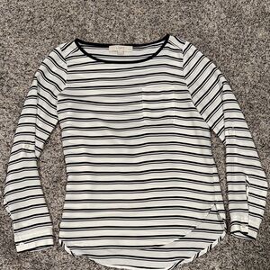 LOFT Black & White Striped Blouse